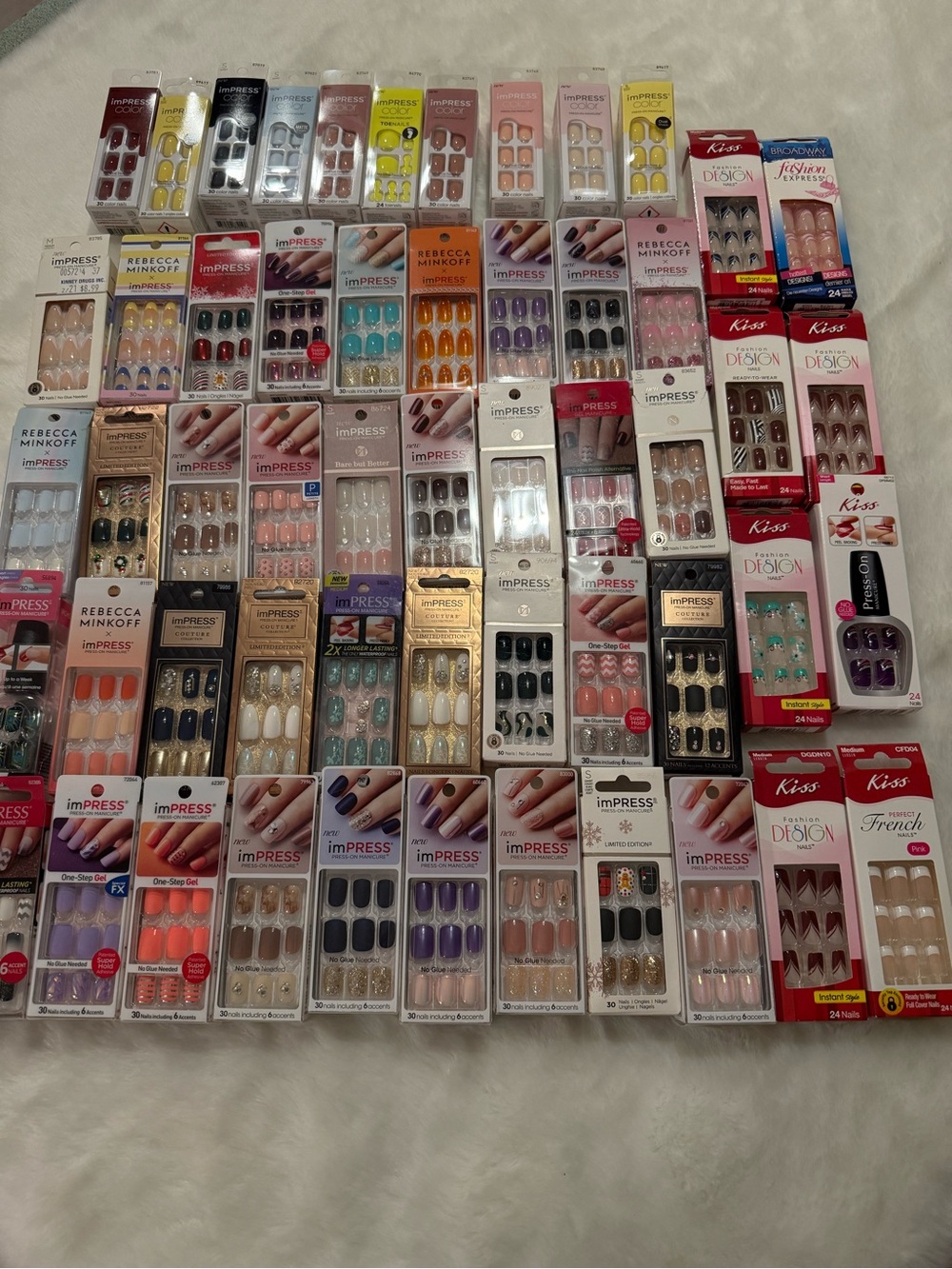 ( lot of 100) Kiss & imPRESS Assorted Press-On Nail Bundle - Multi Color Mix